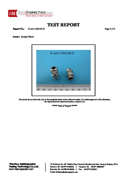 Chine ZHEJIANG HONGXIANG CONNECTOR MANUFACTURING CO.,LTD. certifications